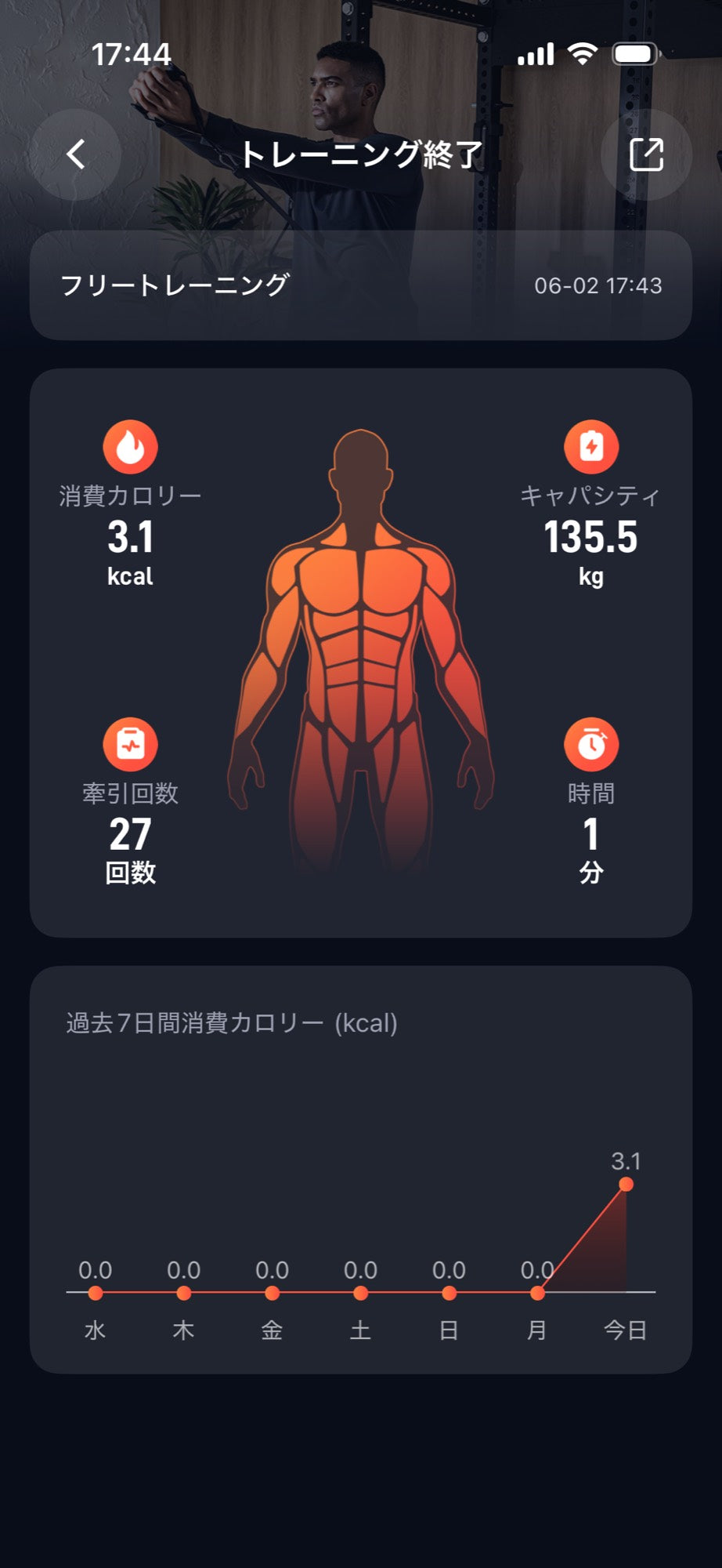 トレーニング結果：部位ごとの記録